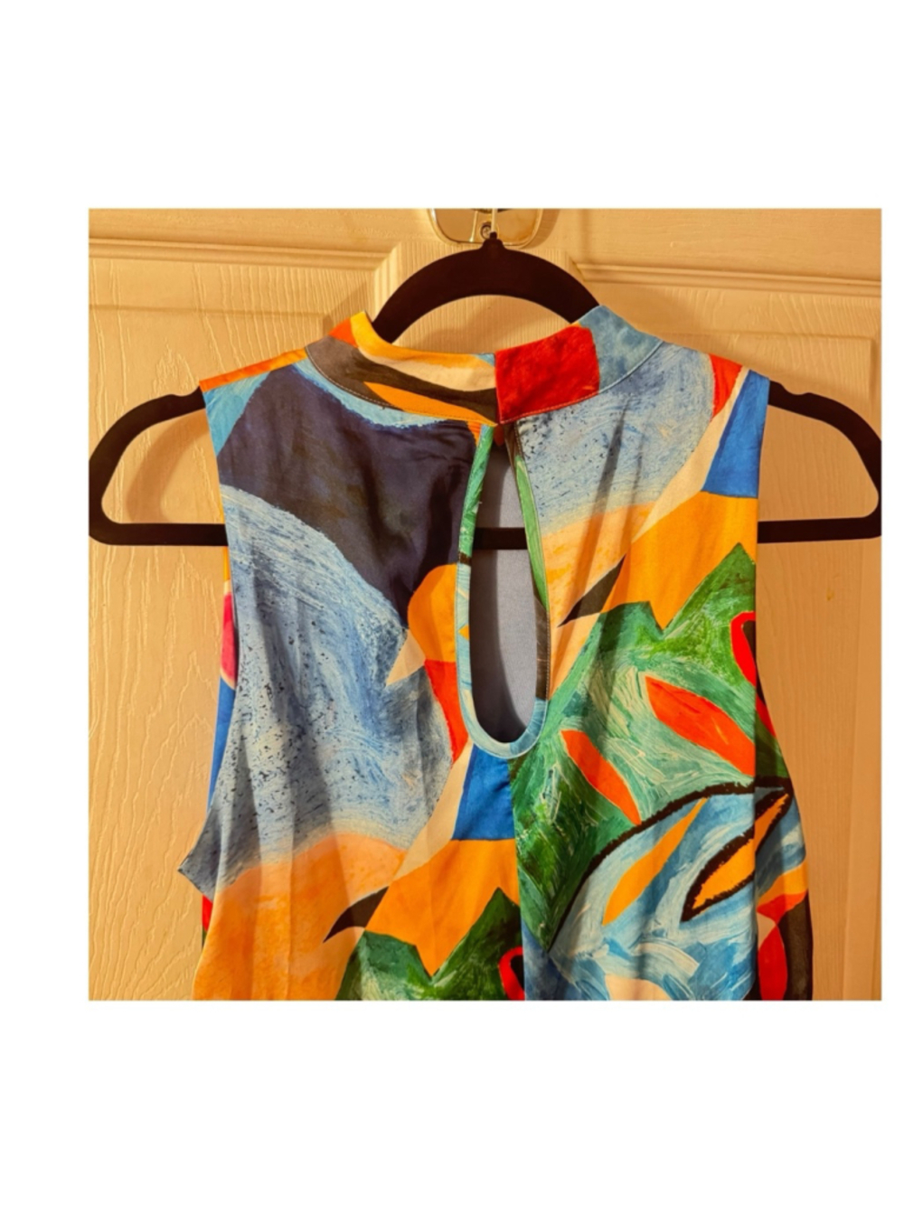 Size M Nicole Miller Multicolor Abstract Print Sleeveless Summer Maxi Dress - Picture 10 of 14